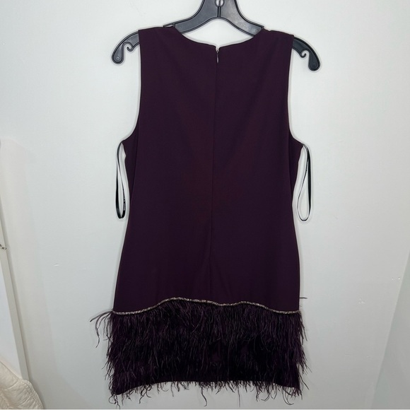 Tahari Purple Dress Feathers and Rhinestones Size 6 - Picture 3 of 10